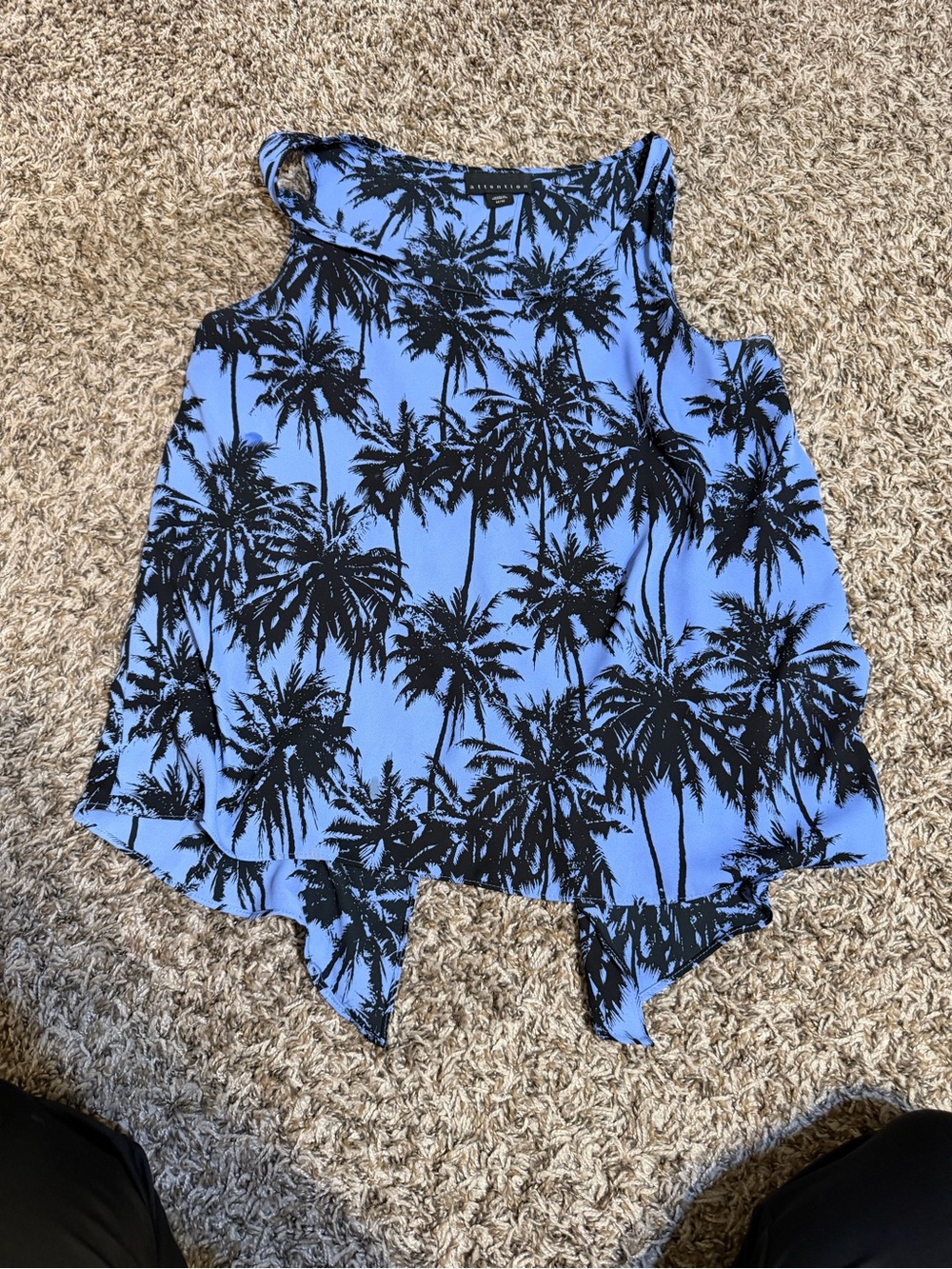 Women’s attention brand black and blue palm tree tank top. Size medium
